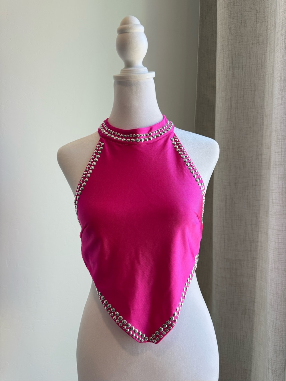 love J Bright Hot Pink Julia Halter Bodysuit